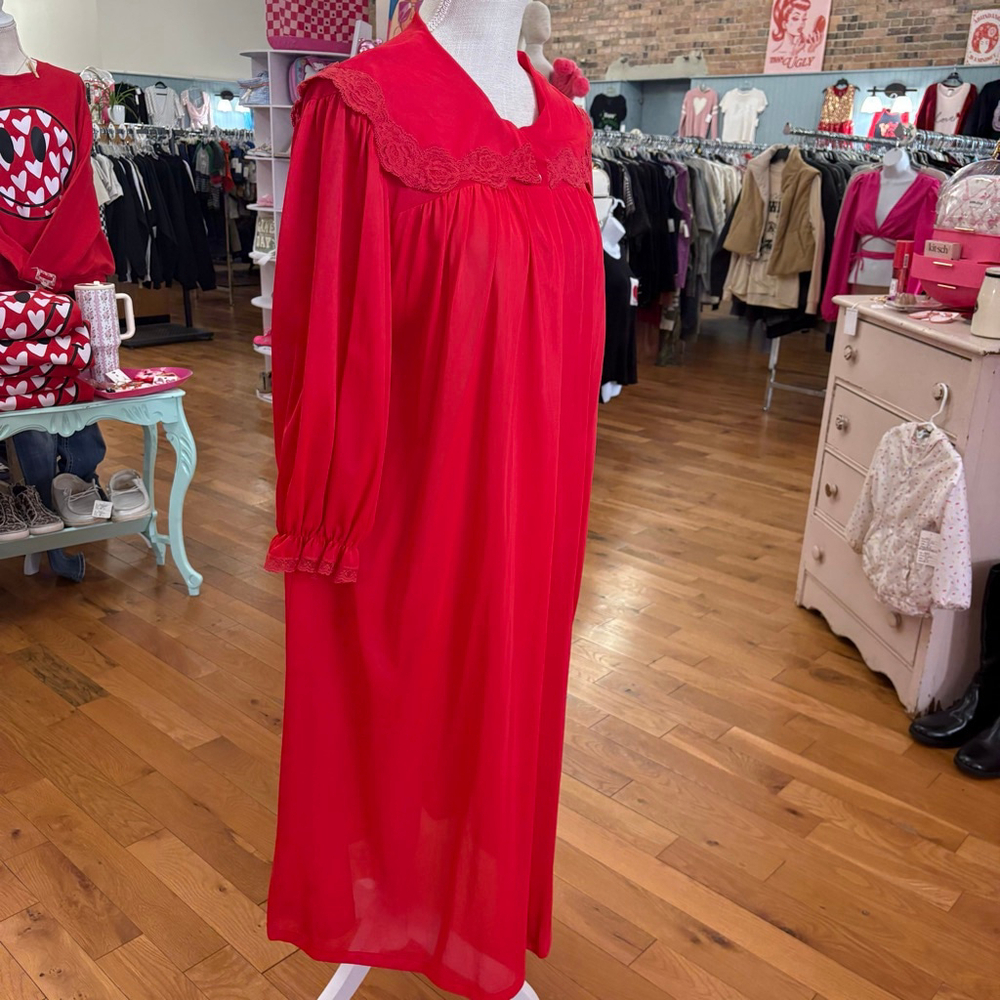 VTG Peignoir Red Robe L - Picture 2 of 10